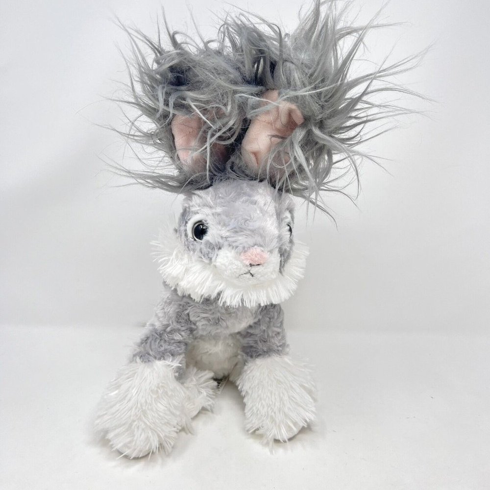 DanDee Mop Ear Long Haired Curly and Straight Gray White Rabbit 14" Tall 2019
